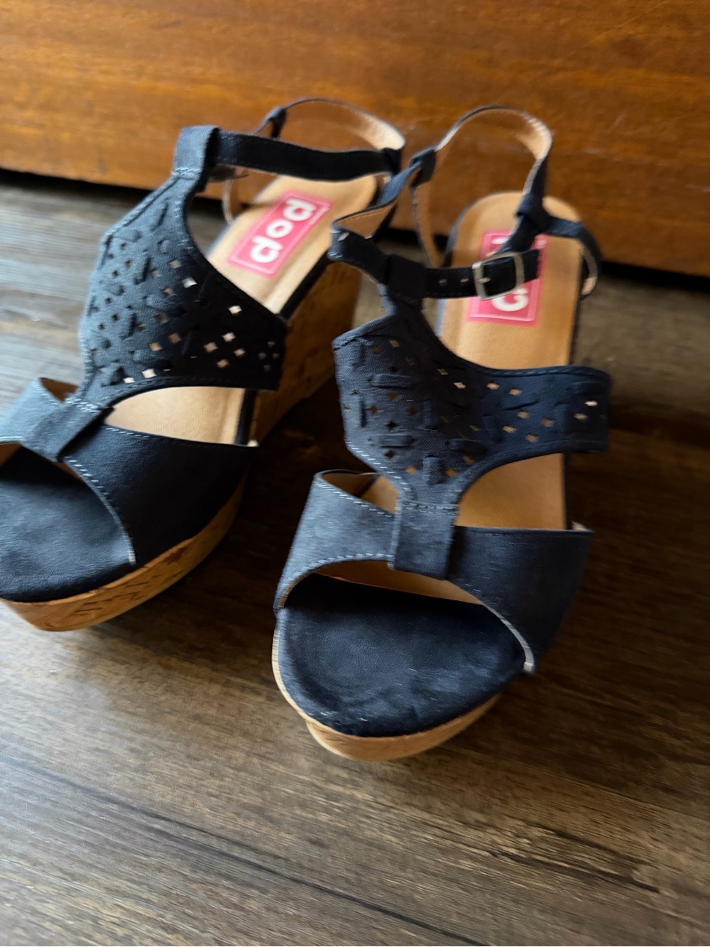 Pop Dareese Cork Wedge Platform Heels in Navy Size 9.5M - Picture 4 of 10